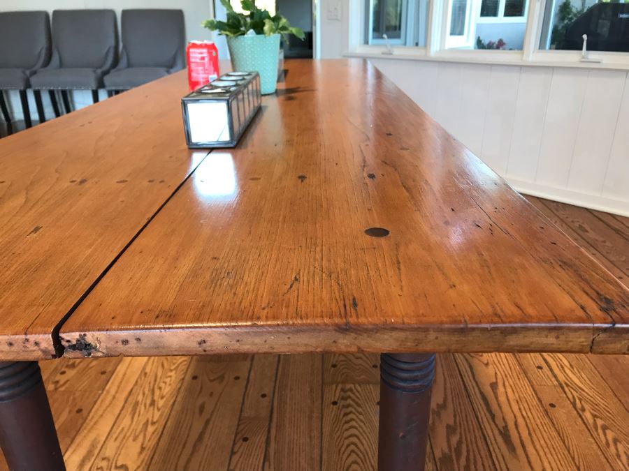 Antique 2-Plank Wooden Dining Table 84W X 27D X 29.5H [Photo 9]