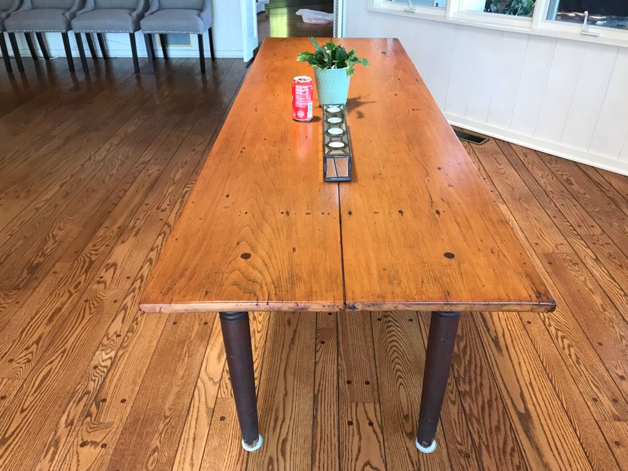 Antique 2-Plank Wooden Dining Table 84W X 27D X 29.5H [Photo 4]