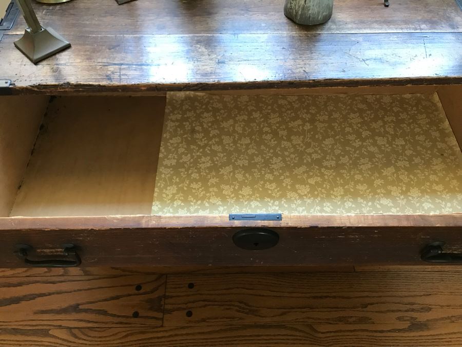 Vintage Campaign Chest Of Drawers 3-Drawer Dresser Trunk With Recessed Metal Handles On Both Sides 37W X 17D X 22.5H - See Photos [Photo 10]