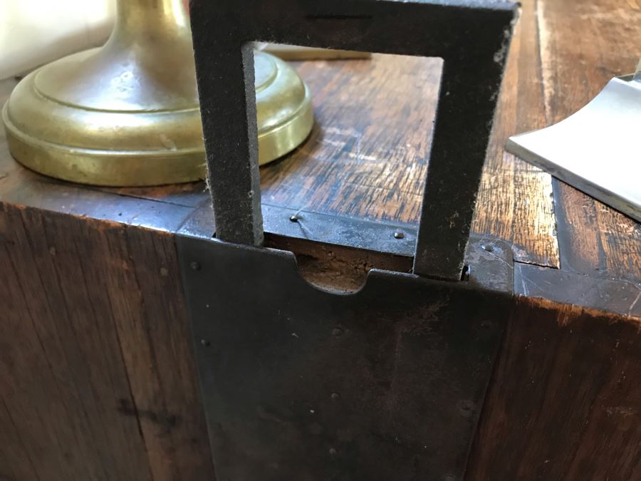 Vintage Campaign Chest Of Drawers 3-Drawer Dresser Trunk With Recessed Metal Handles On Both Sides 37W X 17D X 22.5H - See Photos [Photo 3]