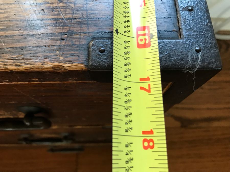 Vintage Campaign Chest Of Drawers 3-Drawer Dresser Trunk With Recessed Metal Handles On Both Sides 37W X 17D X 22.5H - See Photos [Photo 16]