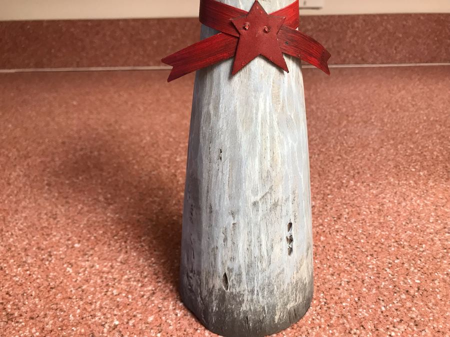 Wrought Iron Angelic Candle Holder 16W X 17H And Wooden Folk Art Style Candle Holder 13H [Photo 5]