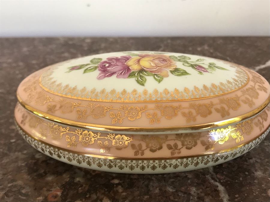 Limoges France Porcelain Lidded Box 5W X 3D X 2H [Photo 3]