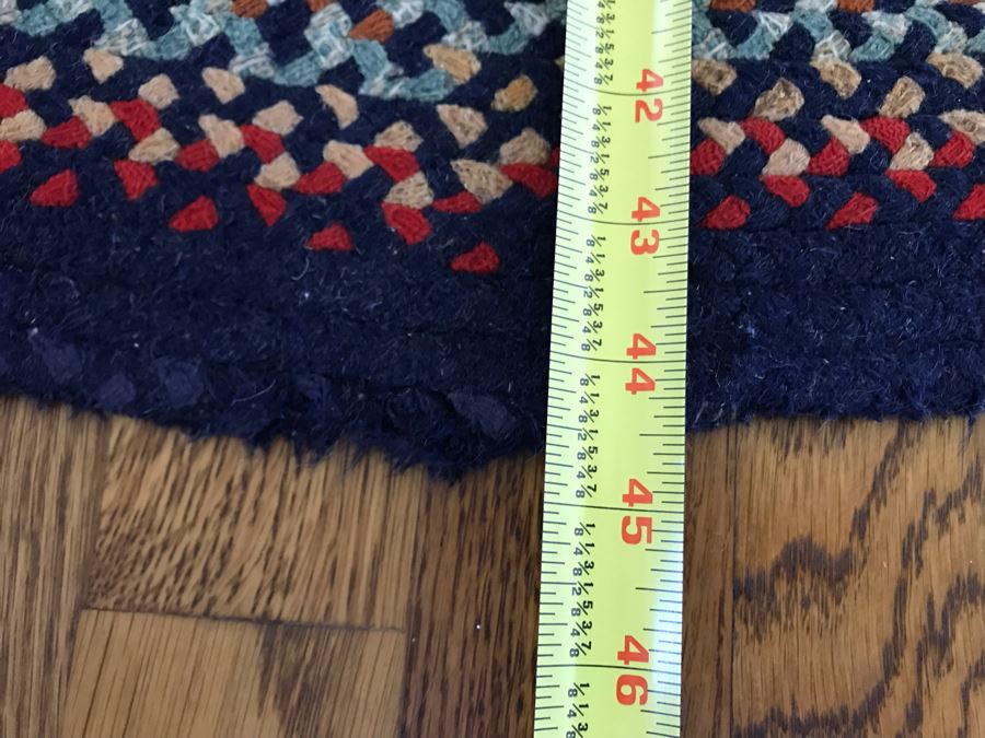 Round Colorful Geometric Braided Rug 45R [Photo 7]