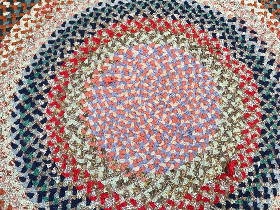 Round Colorful Geometric Braided Rug 45R [Photo 2]