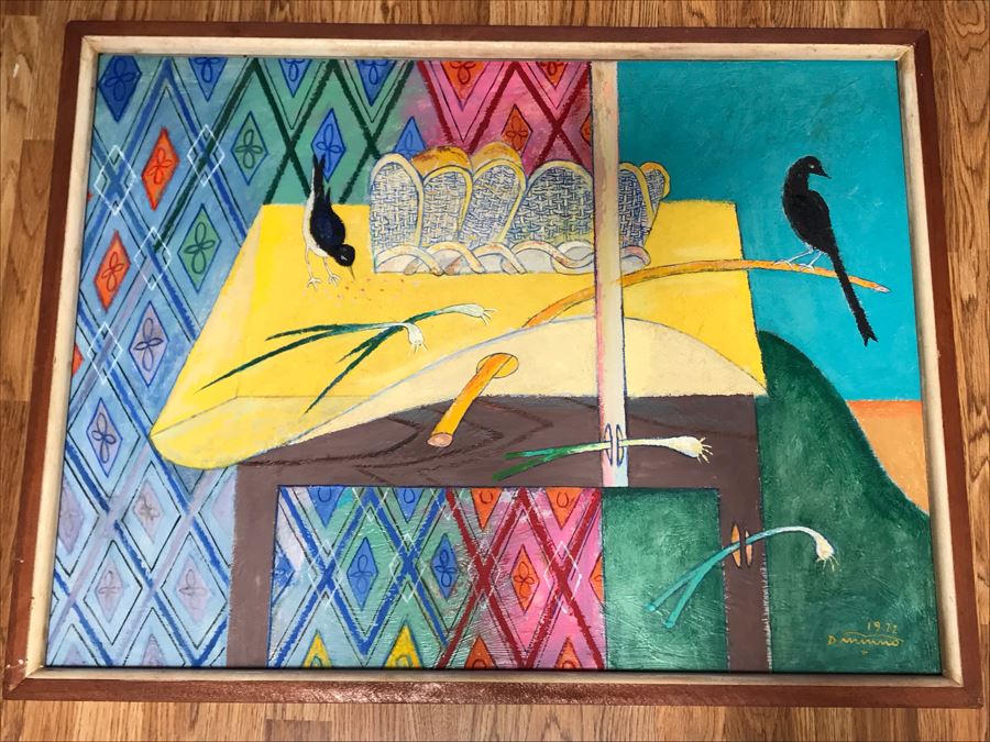 1972 Original Painting By Frank Dininno Titled 'Still Life With Onions' 36 X 27 [Photo 2]