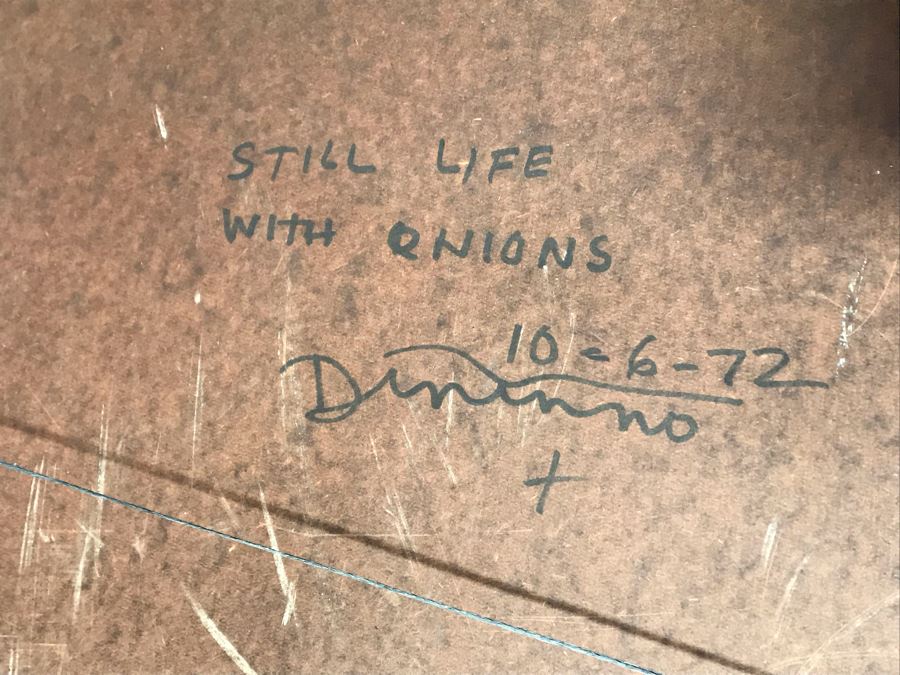 1972 Original Painting By Frank Dininno Titled 'Still Life With Onions' 36 X 27 [Photo 16]