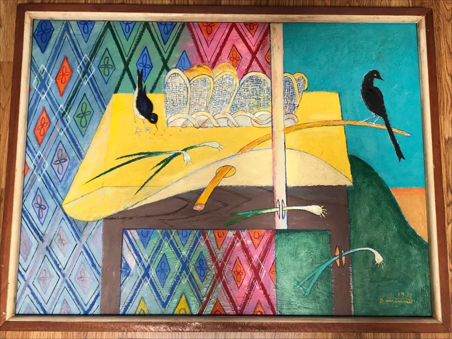 1972 Original Painting By Frank Dininno Titled 'Still Life With Onions' 36 X 27 [Photo 3]