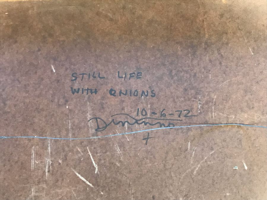 1972 Original Painting By Frank Dininno Titled 'Still Life With Onions' 36 X 27 [Photo 19]