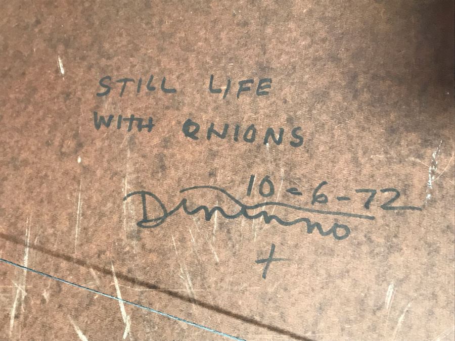 1972 Original Painting By Frank Dininno Titled 'Still Life With Onions' 36 X 27 [Photo 15]