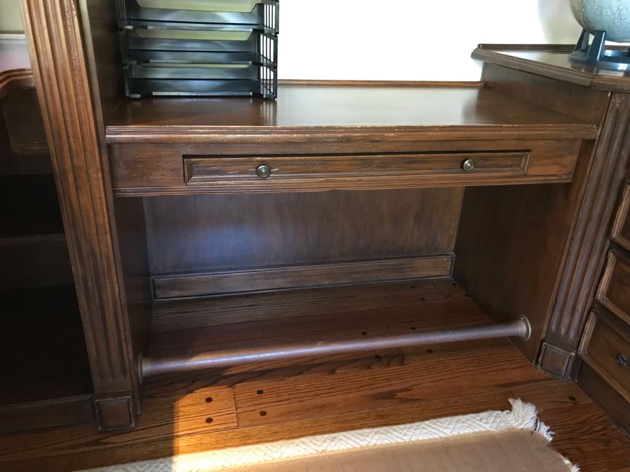 Large Executive Wooden Multi-Piece U-Shaped Desk With Bookshelf And Multiple Drawers - Extends Out 80'L / 53'R - 107W [Photo 15]