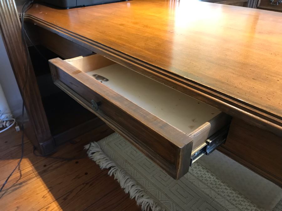 Large Executive Wooden Multi-Piece U-Shaped Desk With Bookshelf And Multiple Drawers - Extends Out 80'L / 53'R - 107W [Photo 24]