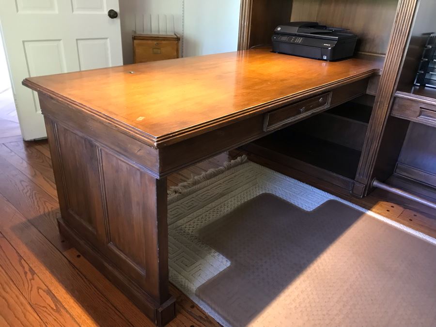 Large Executive Wooden Multi-Piece U-Shaped Desk With Bookshelf And Multiple Drawers - Extends Out 80'L / 53'R - 107W [Photo 16]