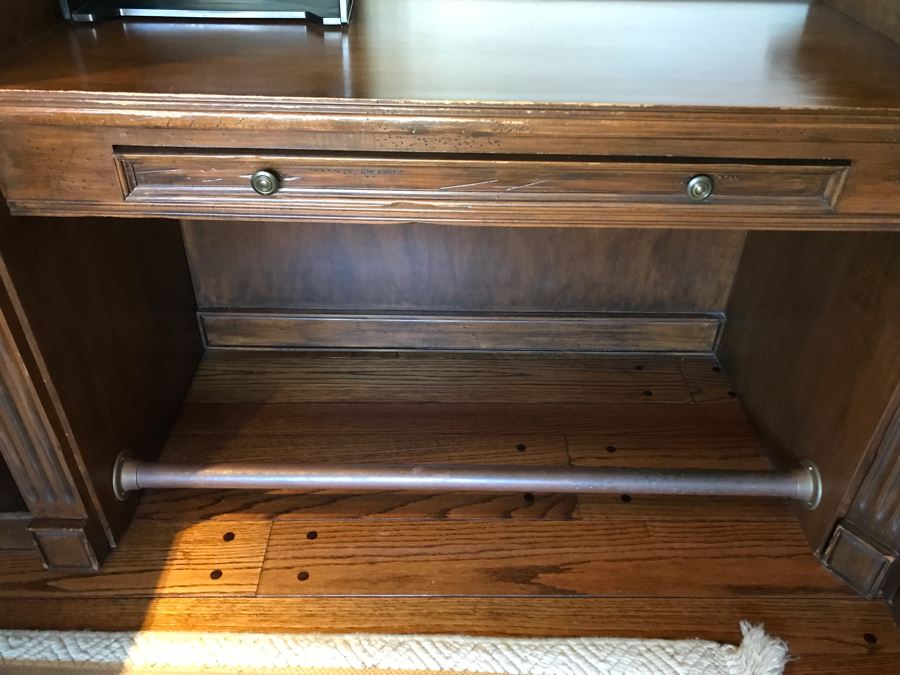 Large Executive Wooden Multi-Piece U-Shaped Desk With Bookshelf And Multiple Drawers - Extends Out 80'L / 53'R - 107W [Photo 19]