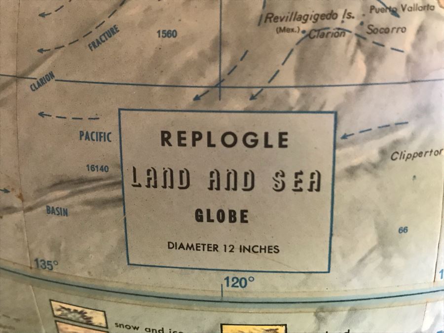 Vintage Replogle Land And Sea Globe 12D [Photo 3]