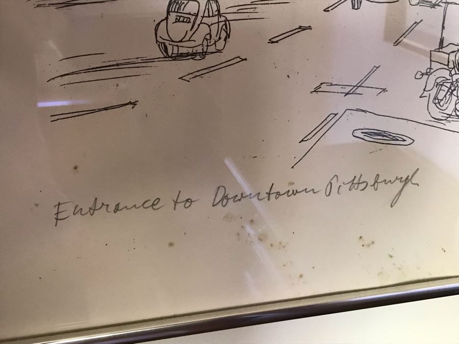 Vintage 1976 Limited Edition Print Titled 'Entrance To Downtown Pittsburgh' Hand Signed By Henry Koerner 101 Of 200 - 22 X 26 [Photo 5]