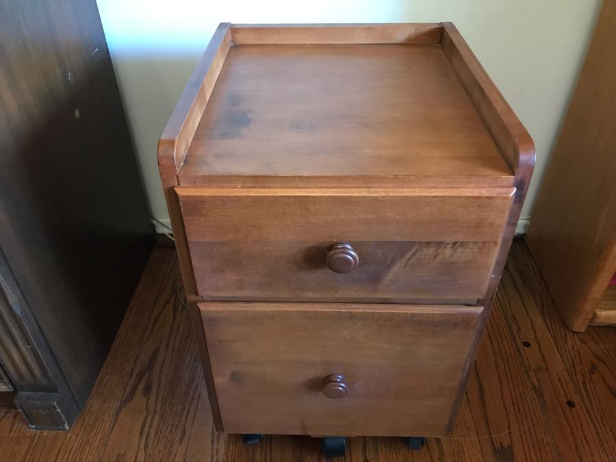 Ethan Allen Wooden File Cabinet On Casters 16W X 18D X 24H [Photo 3]