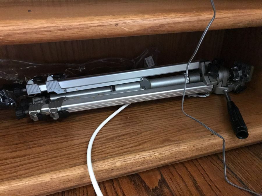 Oak Bookshelf With All Items On Shelves - See Photos For Items Incl Silverplate Bowls, Figurines, Weights, Tripods, Golf Coat Rack, Flashlights, Hats 36W X 12.5D X 71H [Photo 15]