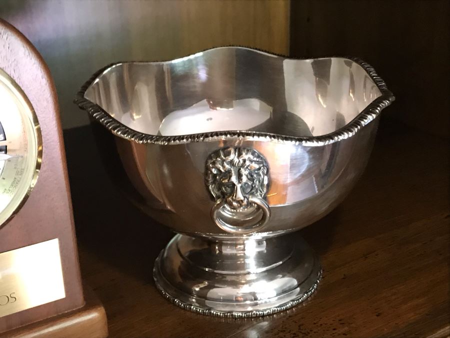 Footed Silverplate Bowl, Silverplate Goblet And World Clock [Photo 5]