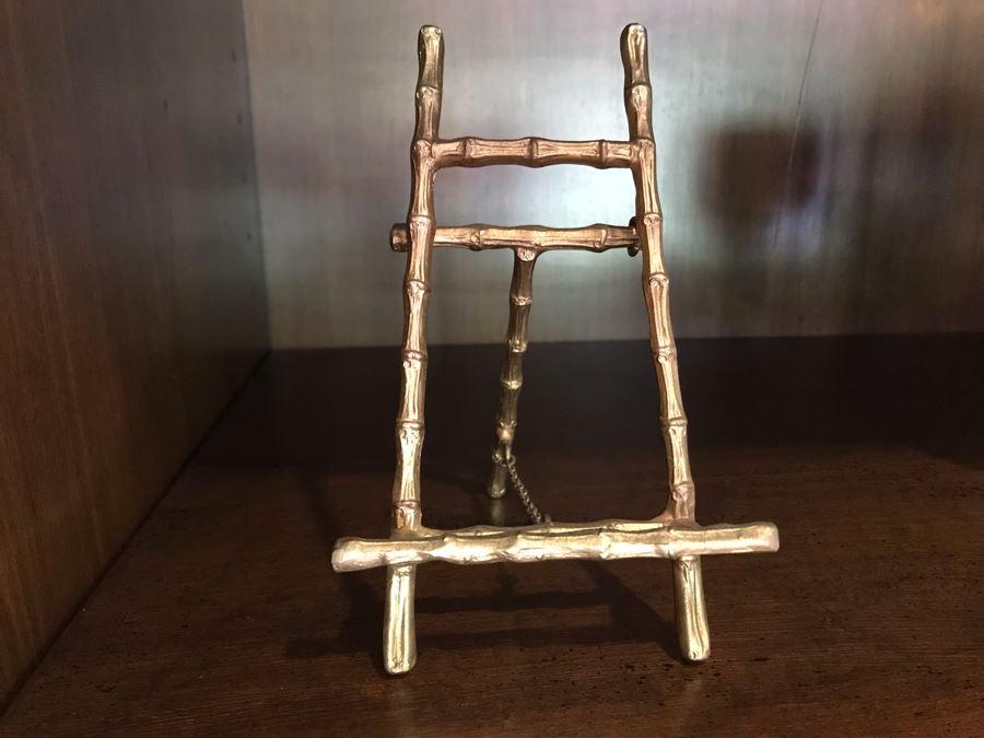 Small Original Painting Of Eero Saarinen's St. Louis Gateway Arch 4 X 3 With Brass Bamboo Motif Easel [Photo 7]