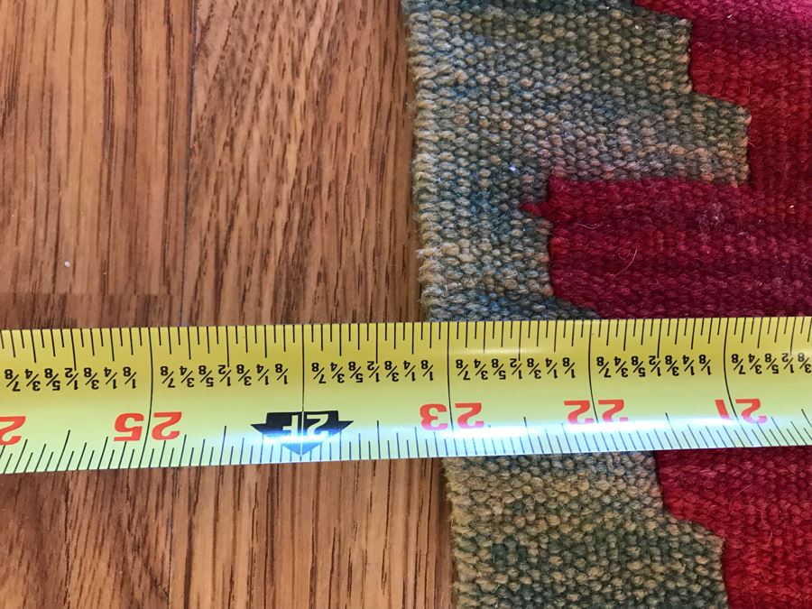 Vintage Hand Knotted Wool Geometric Pattern Rug 23 X 36 [Photo 7]