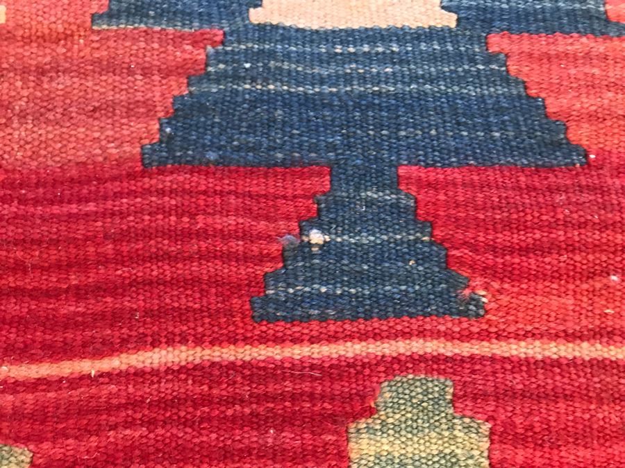Vintage Hand Knotted Wool Geometric Pattern Rug 23 X 36 [Photo 5]