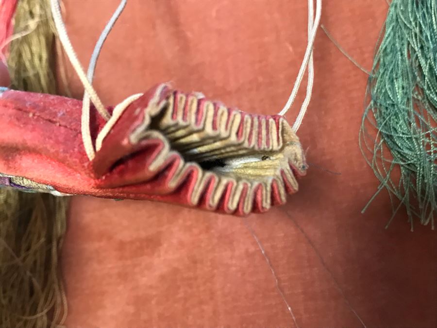 Framed Antique Chinese Silk Purse Pouch Frame Measures 11W X 16H [Photo 14]