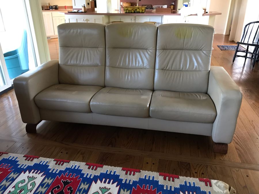 Stressless Modernist Reclining Leather 3-Seat Sofa 78W X 30D X 40H [Photo 6]