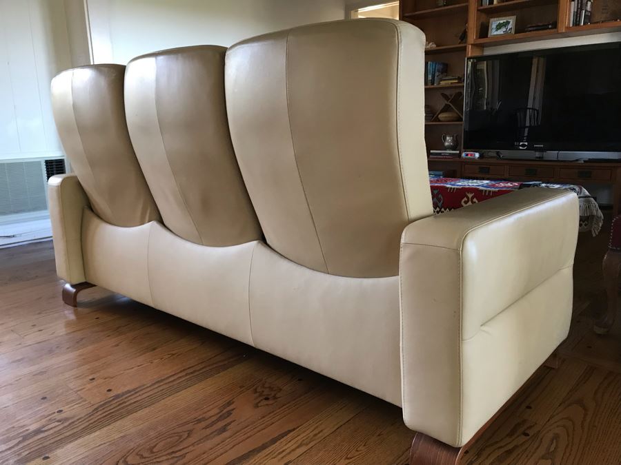 Stressless Modernist Reclining Leather 3-Seat Sofa 78W X 30D X 40H [Photo 2]