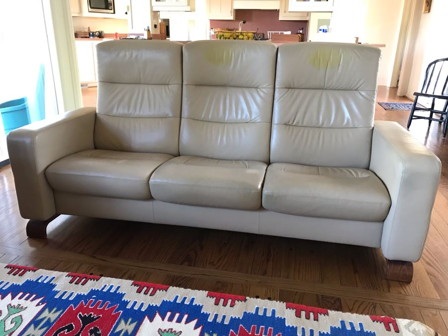 Stressless Modernist Reclining Leather 3-Seat Sofa 78W X 30D X 40H [Photo 7]