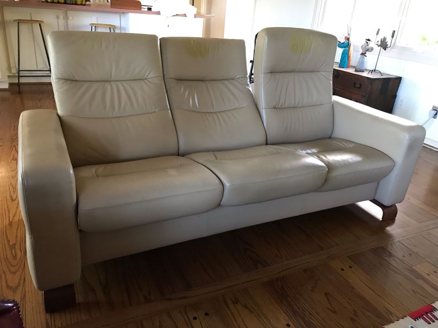 Stressless Modernist Reclining Leather 3-Seat Sofa 78W X 30D X 40H [Photo 3]