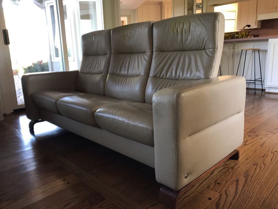 Stressless Modernist Reclining Leather 3-Seat Sofa 78W X 30D X 40H [Photo 8]