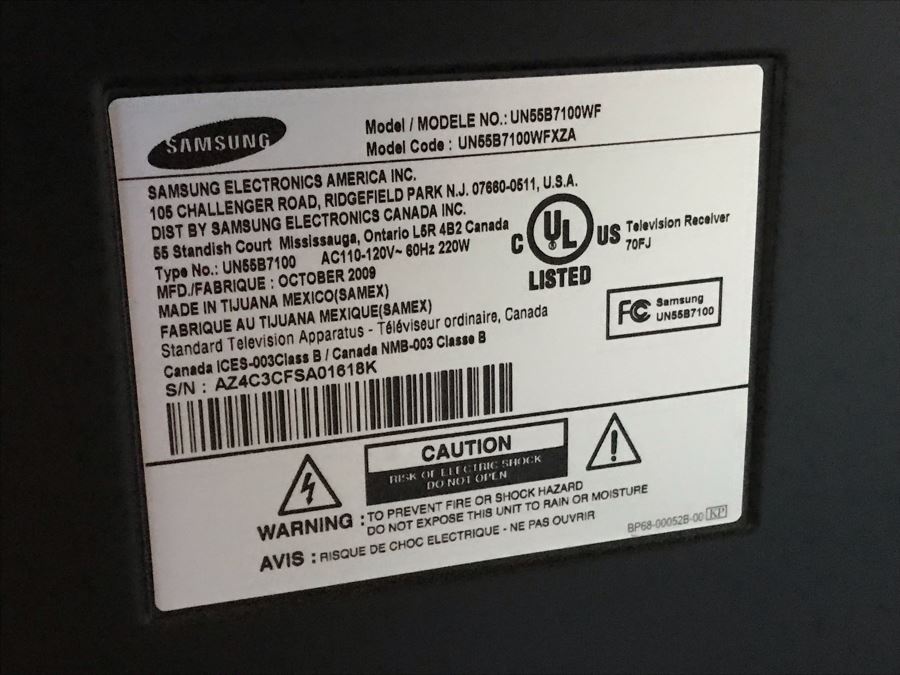 SAMSUNG 55' 1080p LED HDTV Model UN55B7100WF With Remote [Photo 12]
