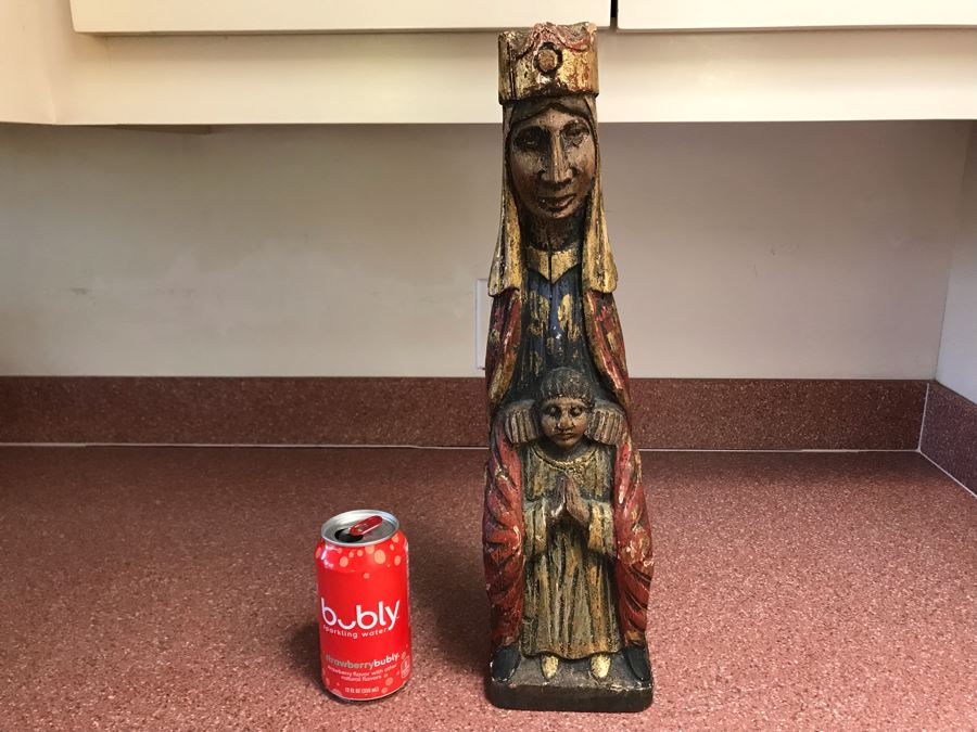 Hand Carved Wooden Religious Sculpture Made In Spain 18H [Photo 2]