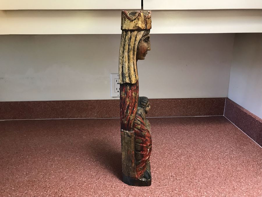 Hand Carved Wooden Religious Sculpture Made In Spain 18H [Photo 5]