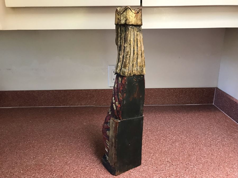 Hand Carved Wooden Religious Sculpture Made In Spain 18H [Photo 6]