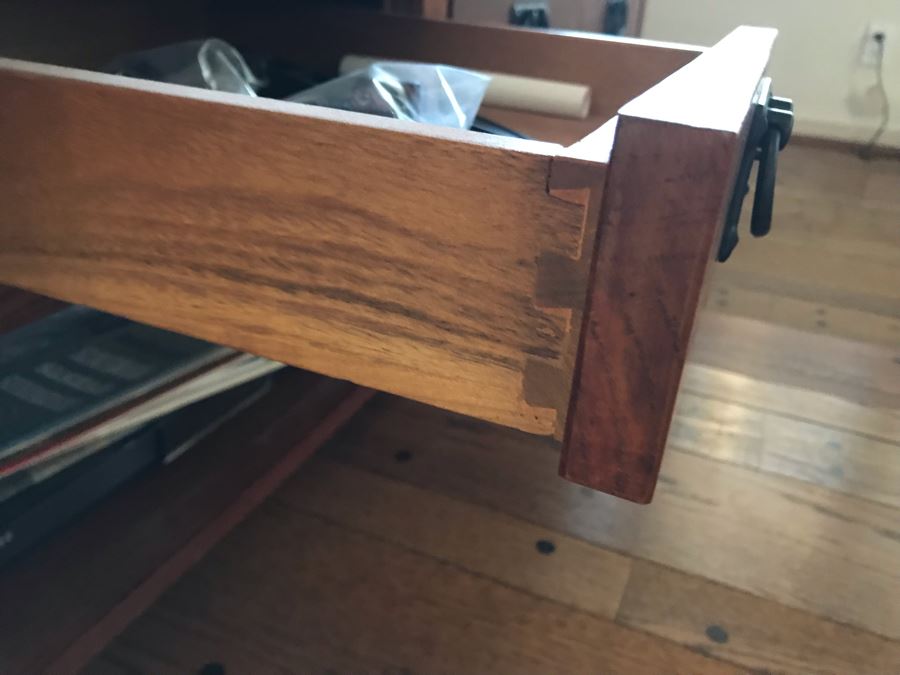 Wooden Arts & Crafts Style Table Stand With 3-Drawers Solid Wood 52W X 23D X 18H [Photo 6]