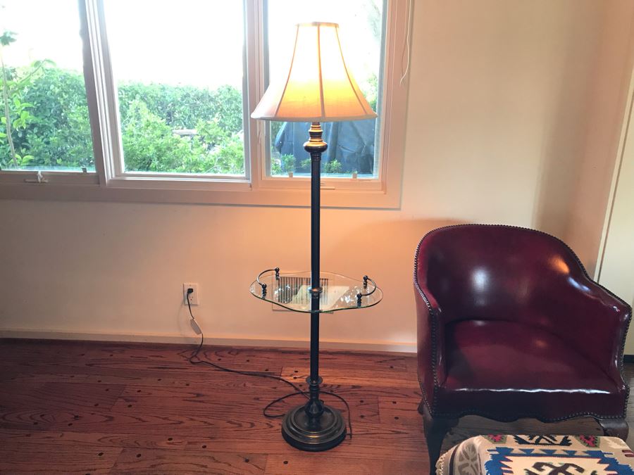 Floor Lamp With Glass Drink Tray Table 5H