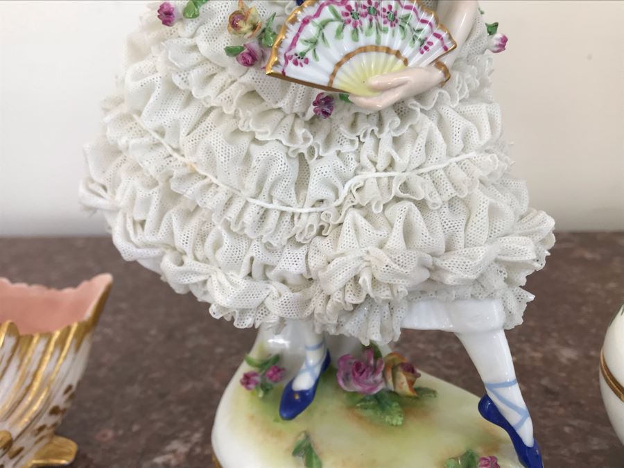 Dancing Ballerina Figurine 8H, Porcelain Swan Figurine And Porcelain Oval Box  [Photo 5]