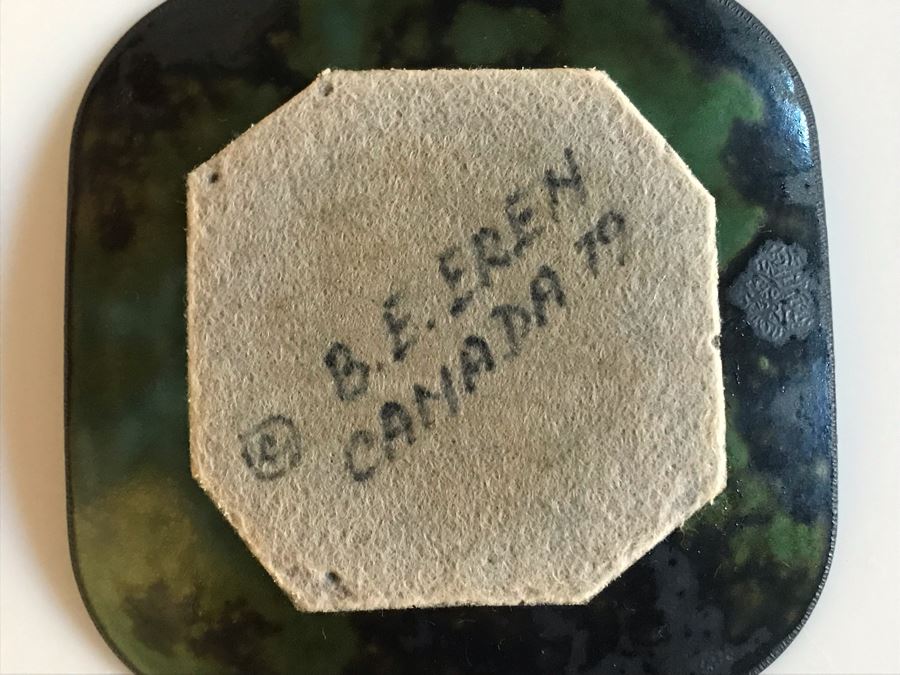 Vintage 1979 Metal Enamel Dish Signed B. E. Eren Canada Goose 5 X 5 [Photo 4]