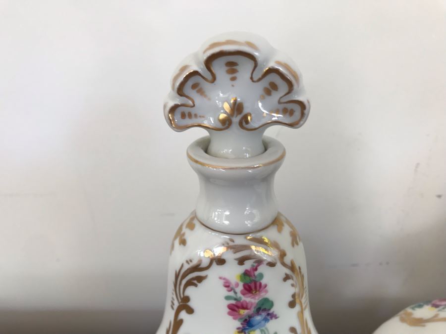 Hand Painted French Porcelain 3-Piece Set - Bottles Measure 7H [Photo 4]