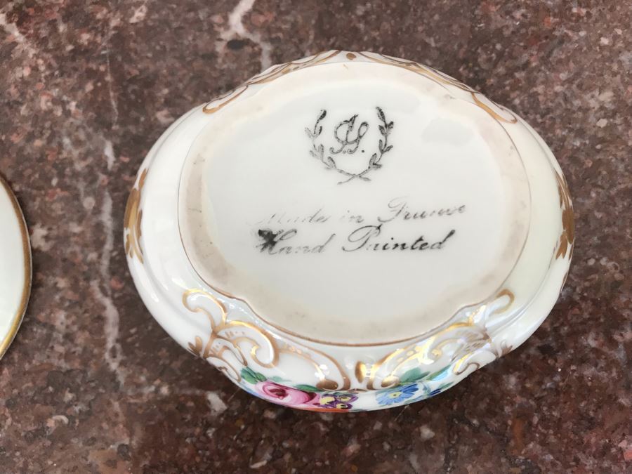 Hand Painted French Porcelain 3-Piece Set - Bottles Measure 7H [Photo 5]