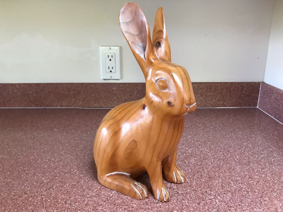 Wooden Bunny Rabbit Sculpture 8W X 4D X 12H [Photo 3]