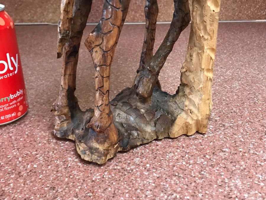 Hand Carved Wooden Giraffe Sculpture 8W X 5D X 15H [Photo 5]