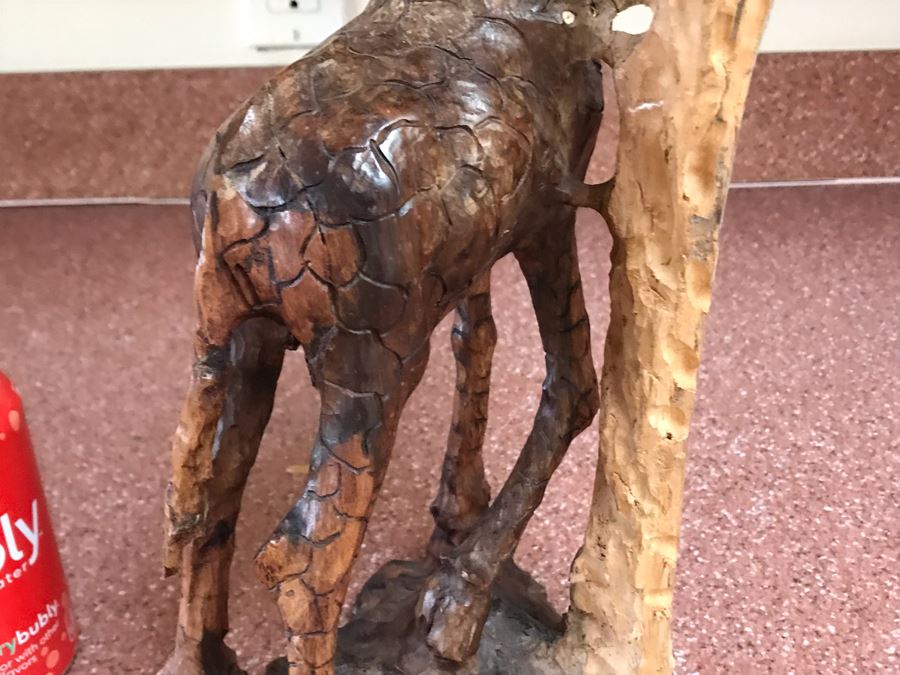 Hand Carved Wooden Giraffe Sculpture 8W X 5D X 15H [Photo 4]
