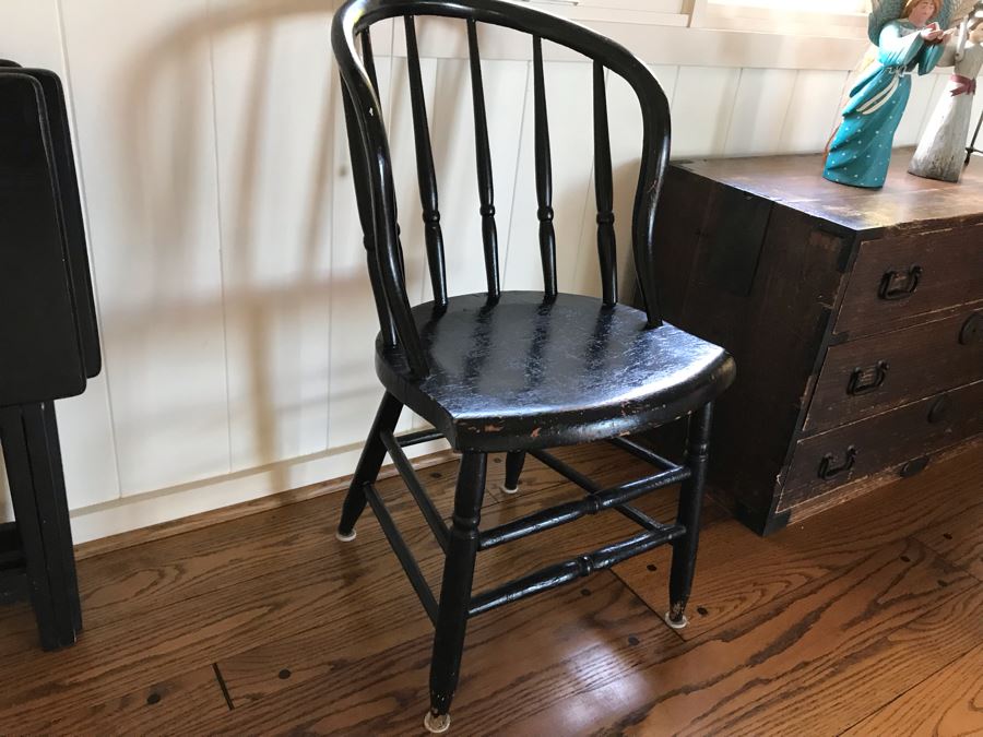 Vintage Black Wooden Side Chair