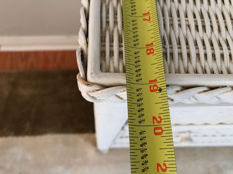 White Wicker Chest Of Drawers Dresser With Oval Mirror 38W X 19D X 77H [Photo 8]