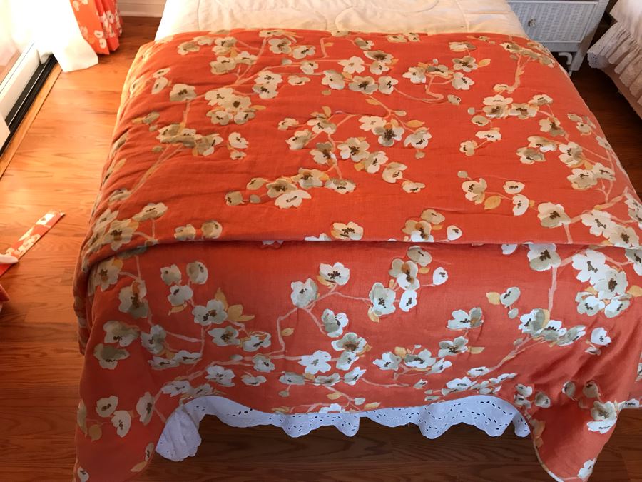 Pair Of Wicker Headboards With Metal Frames, Bedding, Throw Pillows, Mattresses And Boxsprings Included [Photo 6]