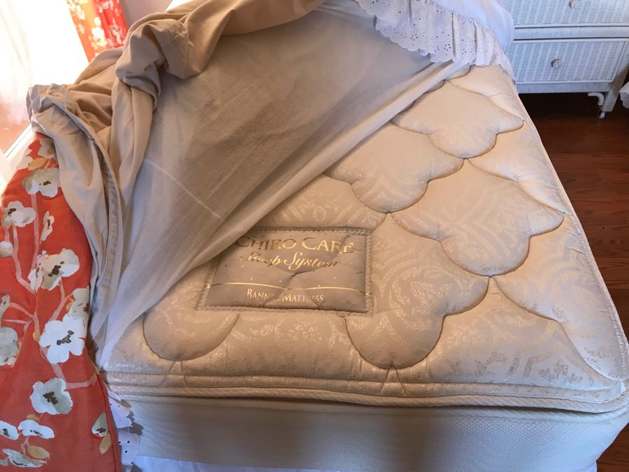 Pair Of Wicker Headboards With Metal Frames, Bedding, Throw Pillows, Mattresses And Boxsprings Included [Photo 14]