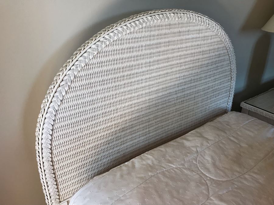 Pair Of Wicker Headboards With Metal Frames, Bedding, Throw Pillows, Mattresses And Boxsprings Included [Photo 9]